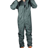 2PCS Motorcycle Raincoat /Conjoined Raincoat/Overalls Men And Women Fission Rain Suit Rain Coat XL, Black &amp; Armygreen