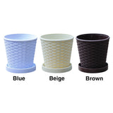 4sets Succulents With Saucers Flower Pot Outdoor Round PP Resin Plants Modern Minimalist Home Decor Drainage Hole Indoor