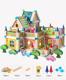 128/268pcs DIY Doll House Hand-Assembled Happy Family Building Blocks Sets DIY Educational Toys For Kids Girls Gift