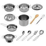 Kids Cooking and Baking Set 18 PCS with Chef Hat Apron Oven Mitt Pan Kitchen Utensils Children Chef Role Playset Educational toy