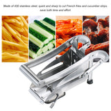 Kitchen Strip Cutter Stainless Steel French Fry Cutter Carrots Cucumbers Potato Strip-cutter Non-slip Suction Base with 2 Blades