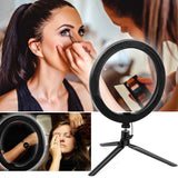 LED Ring Light USB Desk Ring Lamp LED Desktop Ring Lights 10 Brightness Dimmable 2700-6500K With Tripod Stand For Live Streaming