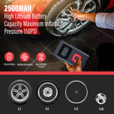 150PSI Mini Portable Air Compressor Tire Inflator Electric Air Pump With LED Light For Car Motorcycle Bicycle Swimming Ring Ball