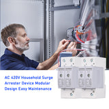 AC 420V Surge Protective Device 4P 40KA Surge Arrester Household Thunder Proof Protector Breaker DIN Rail Installation