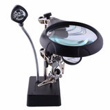 MG16129-C Welding magnifying glass 5 LED Auxiliary Clip Magnifier 3 In1 Hand Soldering Solder Iron Stand Holder Station