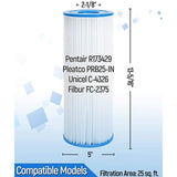 3 PC Hot Tub Filter Compatible For Pleatco PRB25-IN Spa Filter,Unicel C-4326,Filbur FC-2375,Guardian 413-106,Pool Filter