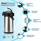 2.5L Airpot Coffee Dispenser With Pump 24Hour Thermal Insulated Hot Beverage Dispenser For Coffee, Any Liquid Or Drink