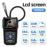 Combustible Gas Detector Analyzer Monitor Sound Alarm Analog Bar Aalrm Temp LCD Screen with Flexible Probe 50000 PPM 100% LEL