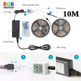 RGB LED Strip Light 5M 10M 15M 30Leds/m SMD5050 DC 12V Tape Ribbon Diode Flexible Waterproof 44keys Controller Adapter Set