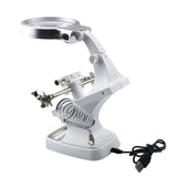 Desktop LED Magnifier Lamp Light Magnifying Glass Lens 4.5X Loupes Magnification Work Lamp Adjustable Handheld Rechargeable Red