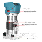 21V Cordless Electric Trimmer 6 Gears of Speeds Adjustable Wood Milling Trimming Engraving Slotting Machine Woodworking Router