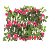 Patio Garden Balcony Wooden Trellis Hedge Stretchable Fence Home Decor Flower Yard With Artificial Rose Leaves Multifunction