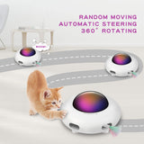 Automatic UFO Interactive Cat Toy for Indoor Rotating Feather Electronic Cat Toy Smart Auto Shut-Off Random Moving USB Charging