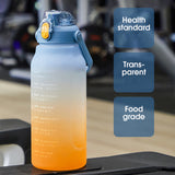 Cycling Large Capacity Sports Water Bottle Graduated Fitness Straw Cup Portable Outdoor Travel Color Gradient Drinking Bottles