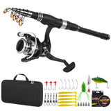 Fishing Rod and Reel Combo Carbon Fiber Telescopic Fishing Rod with Reel Combo Set Lures Jig Hooks Fishing Carrier Bag