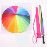 2020 Fashionable 24K Rainbow Big Umbrella Windproof Men's Leather Long Samurai Umbrella Women's Umbrella