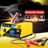 Car Battery Charger Automatic Intelligent Pulse Repair 130V-250V 200AH 12/24V Five Charging Modes Lead Acid Battery With Adapte