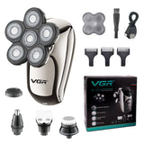 VGR all in one wet dry electric shaver for men balds head shaving machine beard body hair trimmer electric razor grooming kit