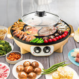 Electric Pot Barbecue Machine Separable 2200W Non-Stick Cooking Hot Pot Machine Multifunction Frying Cooker Easy Cleaning 220V