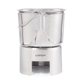 Lixada Camping Cookware Stainless Steel Canteen Cup Hanging Pot with Wood Stove Set for Outdoor Survival Backpacking Picnic