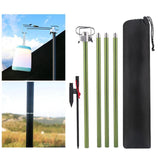 Camping Lantern Stand Folding W/ Ground Nail Lightweight Garden Planter Hanger Aluminum Alloy Rod Lamp Pole for Backpacking BBQ