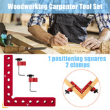 90 Degree Positioning Squares with 2 Scales（140mm &amp; 5.5inch）,1 Right Angle Clamps with 2 Clamps for Box Cabinets Drawers