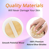 Body Brush for Wet or Dry Brushing Natural Bristles Exfoliating and Massaging for Lymphatic Drainage,Cellulite,Dry Skin Massager
