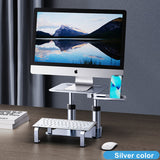 Height Adjustable Monitor Holder Multifunction Laptop Riser Stand with Phone Holder and Keyboard Tray Aluminum Desk Organizer