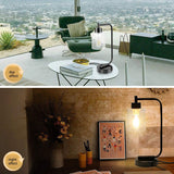 Industrial Nightstand Table Lamp E26 Bulb Dual USB Port,Iron Bedside Desk Night Lights for Bedroom Office Living,US Plug