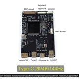 4k lcd controller board Type-c 3840(RGB)×2160 60HZ 1080P 144HZ edp 40pin with HDR function screencast from smartphones