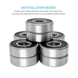 50Pcs/Set 608 2RS Ball Bearing ABEC-5 8X22X7 mm Deep Groove Carbon Steel Sealed Ball Bearings