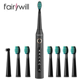Fairywill Electric Sonic Toothbrush FW-507 USB Charge Waterproof Rechargeable Electronic Tooth 8 Brushes Replacement Heads Adult