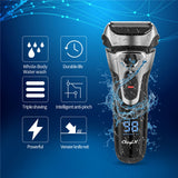 Waterproof  Shaver Razor  3D Triple Floating Blade Beard Trimmer  USB Rechargeable Shaving Machine Barbeador LED Display