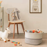 Storage Basket Cotton Rope Woven Storage Basket Organizing Basket Portable Large Storage Basket Household Goods, 55X35CM