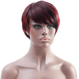Chemical Fiber Wig Ladies Short Hair Black Red Chemical Fiber Headgear