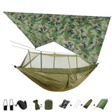Outdoor Mosquito Net Parachute Portable Camping Hammock with Rain Fly Tarp,Nylon Hammocks Camping Hanging Sleeping Bed Swing