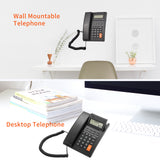 16-digit Backlight LCD  Corded Phone Desk Landline Telephone Wall Mount Fixed Support Hands-Free Redial Flash Volume Control