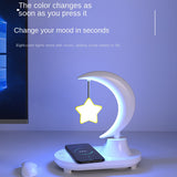 3 In 1 LED Bedside Romantic Bluetooth Speaker Colorful Night Light Phone Wireless Charging For Charger Stand Night Light