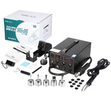 40W 3 in1 Soldering Iron Rework Station SMD Hot Air Gun Solder Welder 5 Nozzle 968D+ PID Program