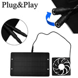 10W ABS Outdoor Solar Powered Panel Exhaust Fan Air Ventilation Vent Chicken Dog House 3000r/min Black