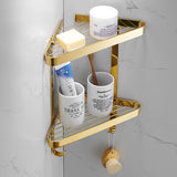Brass Gold Bathroom Shelf Shower Shampoo Soap Cosmetic Kitchen Rectangle Nail PunchedCorner Holder 1-2 Tier Bath Accessories