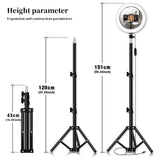 LED Ring Light with Tripod Stand With Makeup Mirror Ring Lamp Selfie Stick Studio Photography Lights For Video Live YouTube