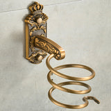 Nail Free Hair Dryer Holder Antique Brass  Bathroom Shelf Rack Washroom Accessories