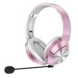 Wired On Ear Earphones Stereo Learning Pink Headset with Noise Cancelling Mic for Online Learning School PC