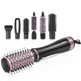 Hair Dryer Brush Hair Straightening Comb Set 7 in 1 Kit Hot Cold Wind Brush Curling Iron Flat Iron Hair Curler Comb Wavy Bundle