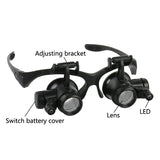 Headband LED Light Eyes Glasses Magnifier 2.5X 4X 6X 8X 10X 15X 20X 25X Optical Lens Glass Loupe For Watchmaker Jewelry Repair