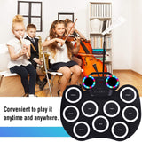 Electronic Drum Foldable Practice Drum Pad Rechargeable Drum Kit Built In Speakers Foot Pedals Drum Sticks For Beginners
