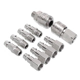 German Nickel-plated Air Compressor Connector 10-piece Coupling 4-tooth 1/4 European Quick Pneumatic Connector