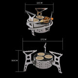 Portable Camping Stove 3 Core Head Camp Stove with Conversion Head Adapter Windproof Gas Stove Burner 9000W