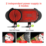 Electric Heating BBQ Household Grill Disconnected Two flavor Hot Pot Smokeless Barbecue Machine Electric Oven Cabob Machine